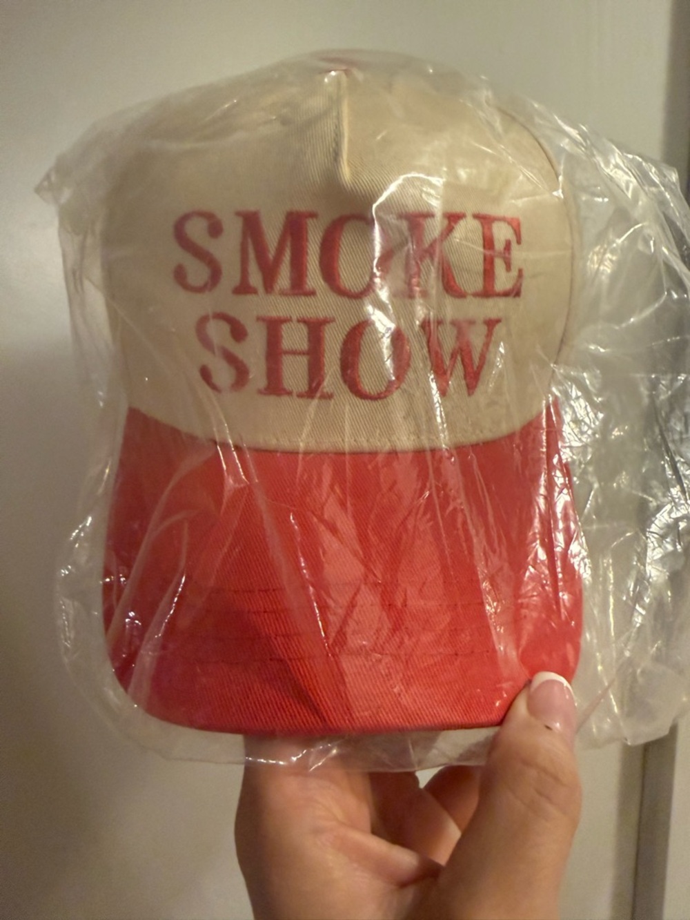 SMOKE SHOW Red and Cream Mesh Cap